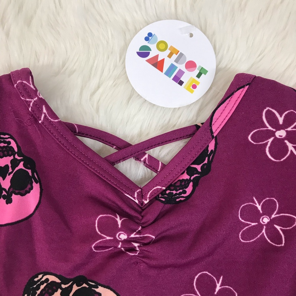 DOT DOT‎ SMILE Baby Girl Halloween Twirly Dress Skulls Purple 12 24 Months - Picture 3 of 7